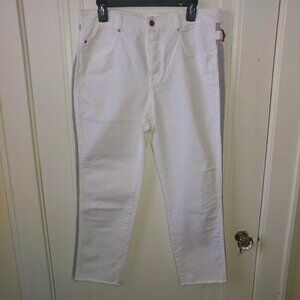 Pilcro and the Letterpress: White High Rise Straight Crop Jeans - Size 30